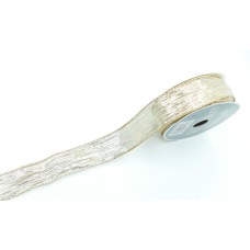 1.5 Inch Crinkled Gold Lame Christmas Ribbon, 25 Feet Per Spool (Lot of 1 Spool) SALE ITEM